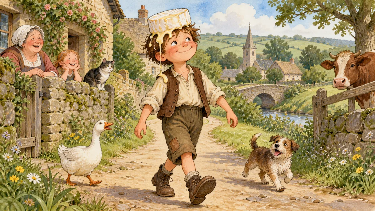 Cheerful Jack walks home with a cream cheese melting messily on his head.